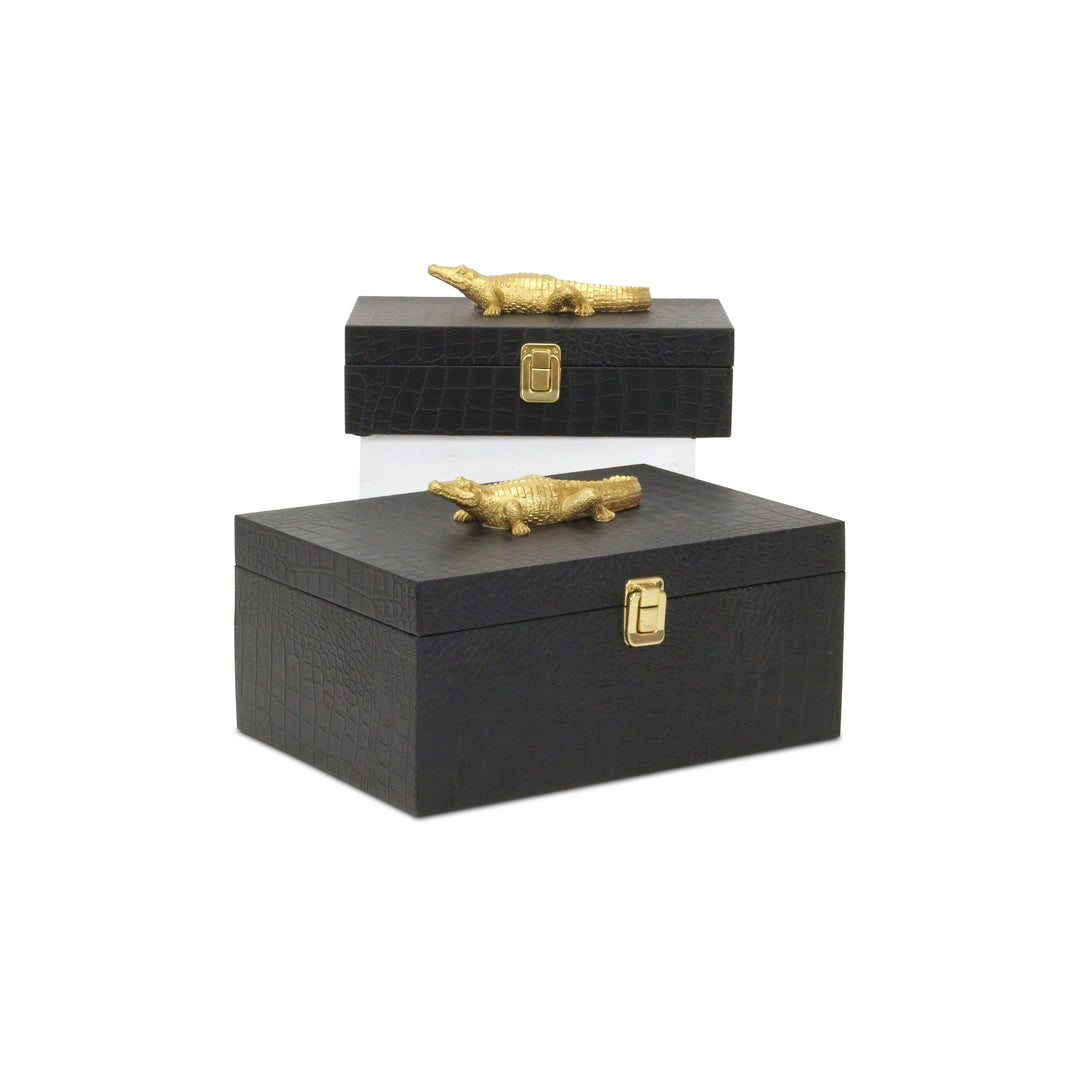 6061-2CRBK - Canorus Faux Croco Box Set - Black