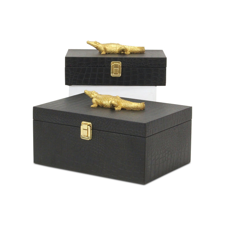 6061-2CRBK - Canorus Faux Croco Box Set - Black