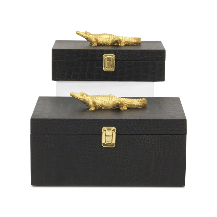 6061-2CRBK - Canorus Faux Croco Box Set - Black