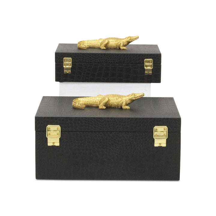 6061-2CRBK - Canorus Faux Croco Box Set - Black