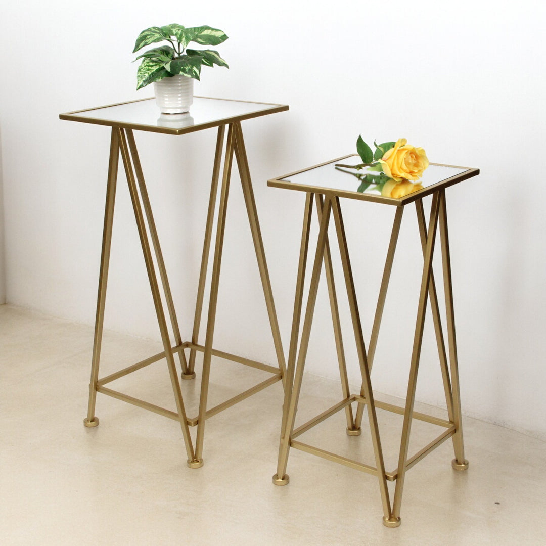 6062-2GD - Aeriva Square Table Set - Gold