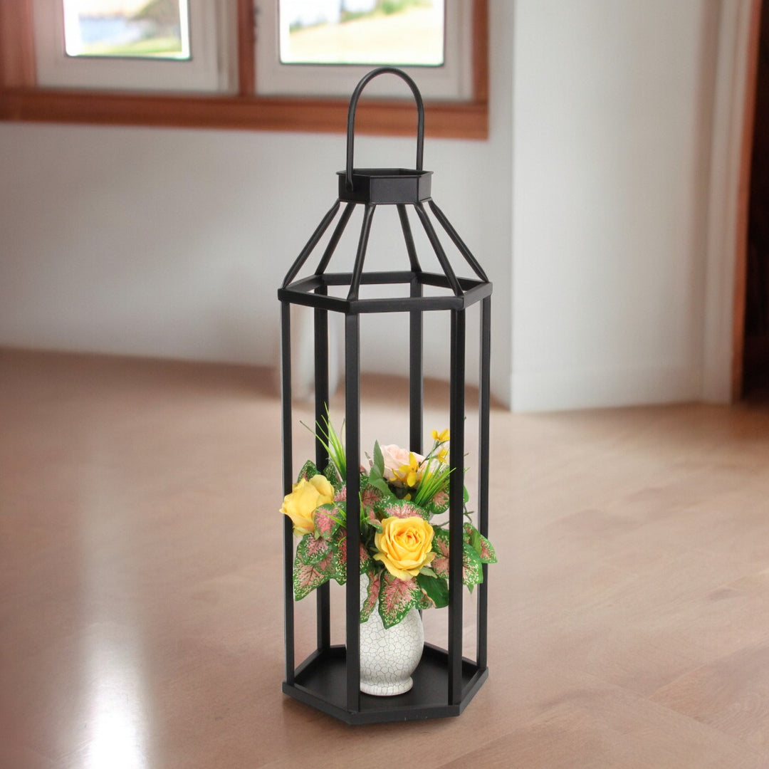 6069BK - Novara Hexagon Lantern - Black