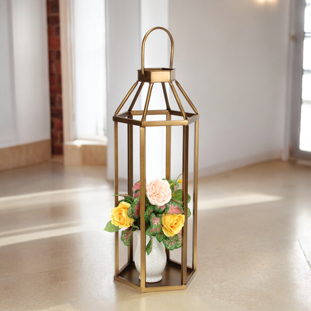 6069GD - Novara Hexagon Lantern - Gold