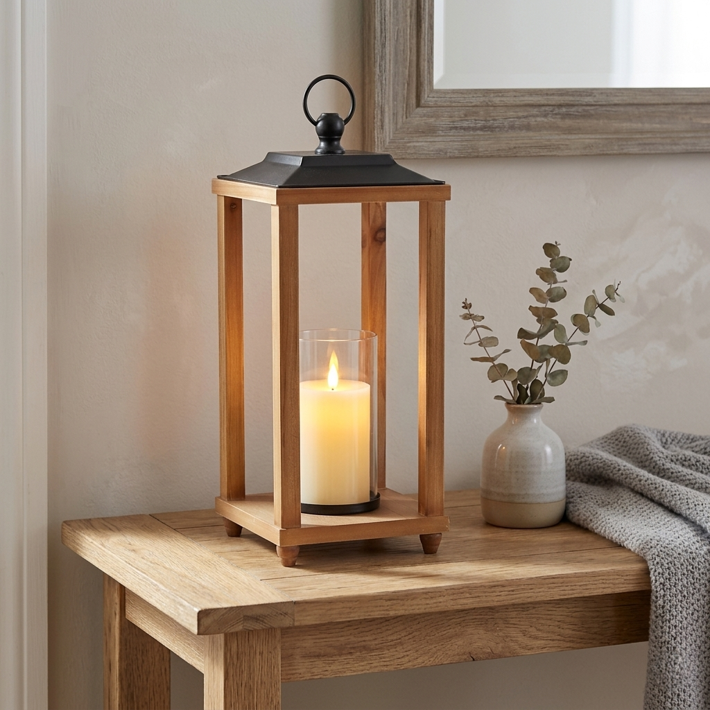 6073 - Vivora Wood & Metal Lantern