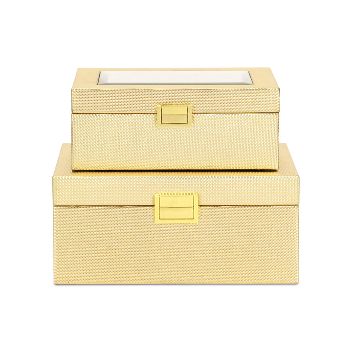 6078-2GD - Liniva Woven Pattern Box Set - Gold