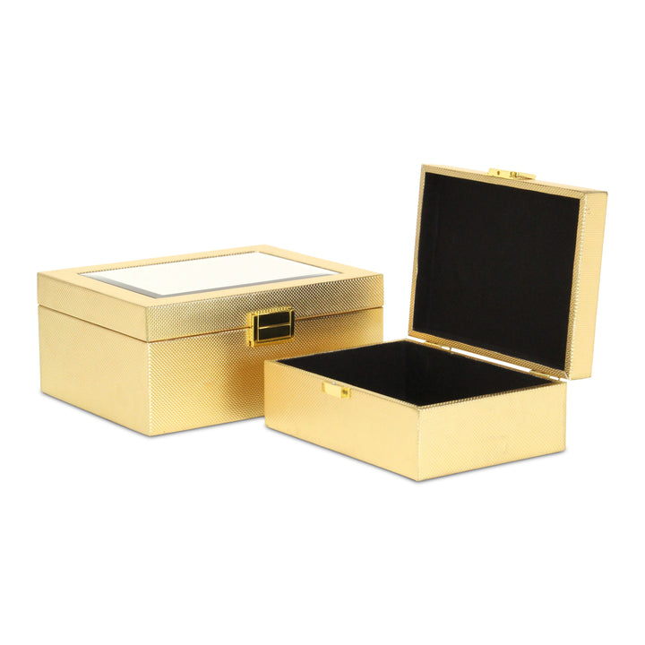 6078-2GD - Liniva Woven Pattern Box Set - Gold