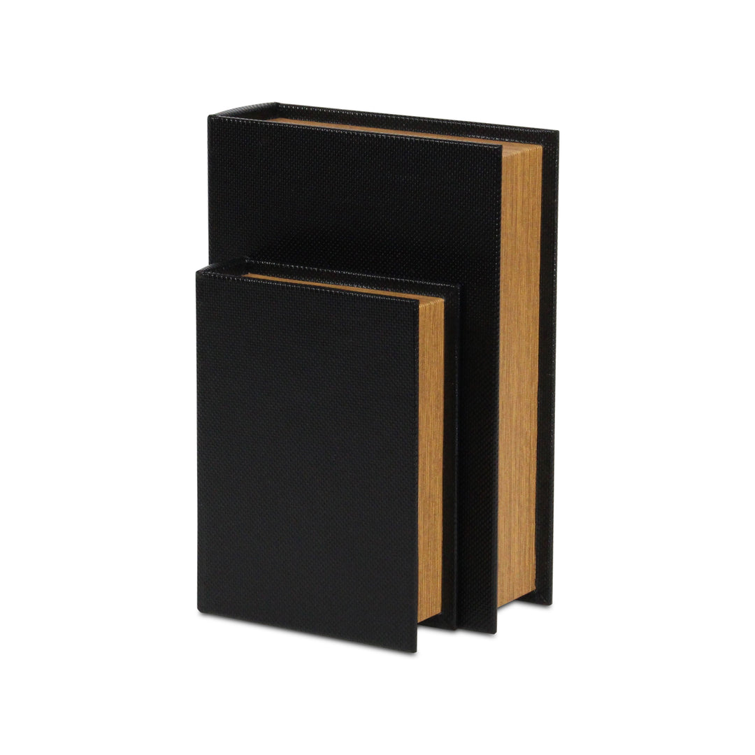 6079-2BK - Liniva Woven Pattern Book Boxes - Black