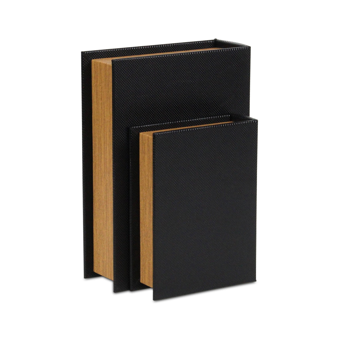 6079-2BK - Liniva Woven Pattern Book Boxes - Black