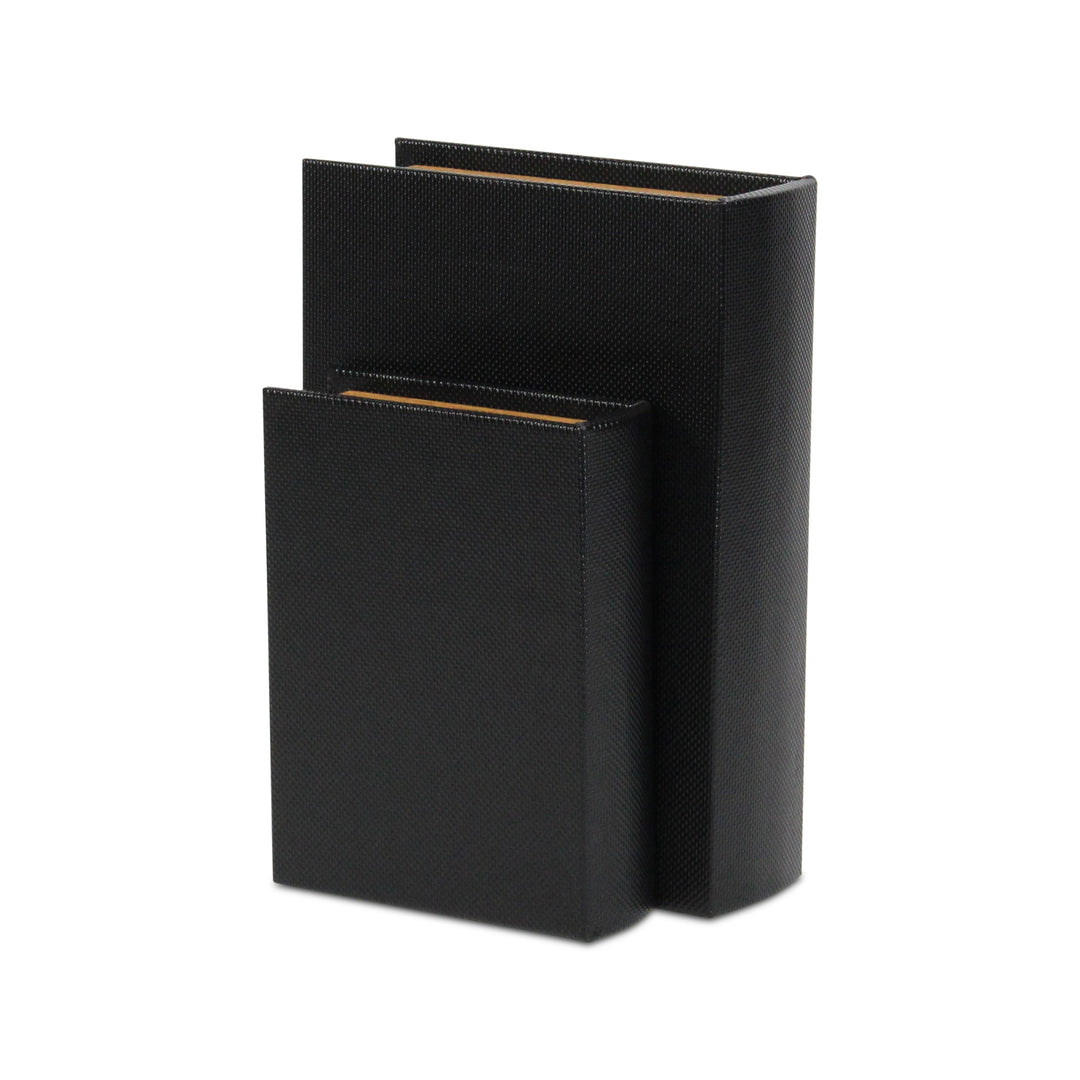 6079-2BK - Liniva Woven Pattern Book Boxes - Black