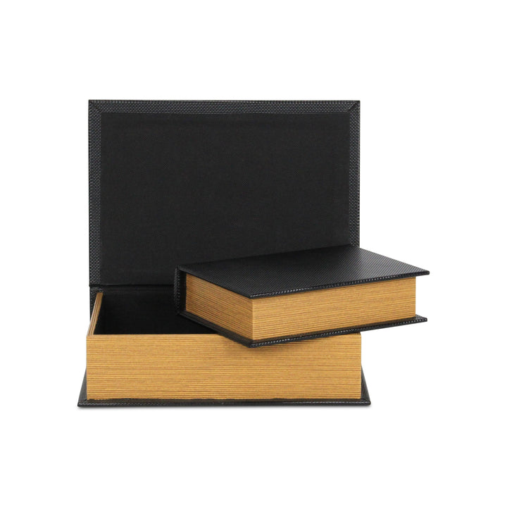 6079-2BK - Liniva Woven Pattern Book Boxes - Black