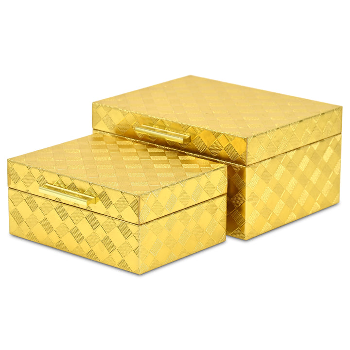 6196-2GD - Zuleika Vinyl Diamond Checkered Pattern Box Set - Gold