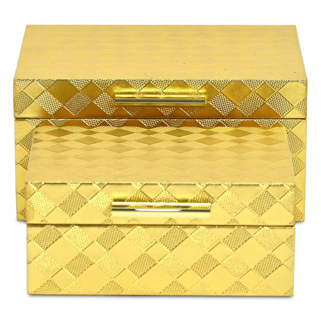 6196-2GD - Zuleika Vinyl Diamond Checkered Pattern Box Set - Gold