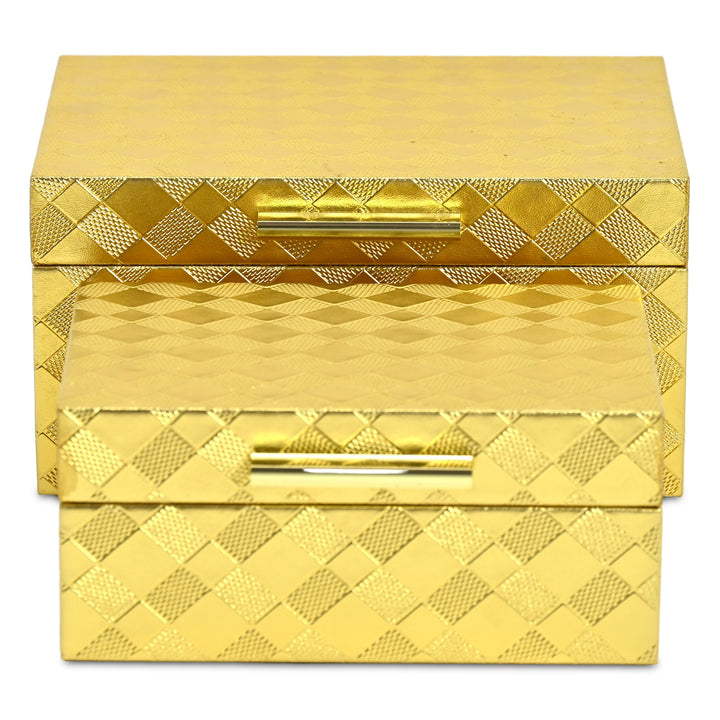 6196-2GD - Zuleika Vinyl Diamond Checkered Pattern Box Set - Gold