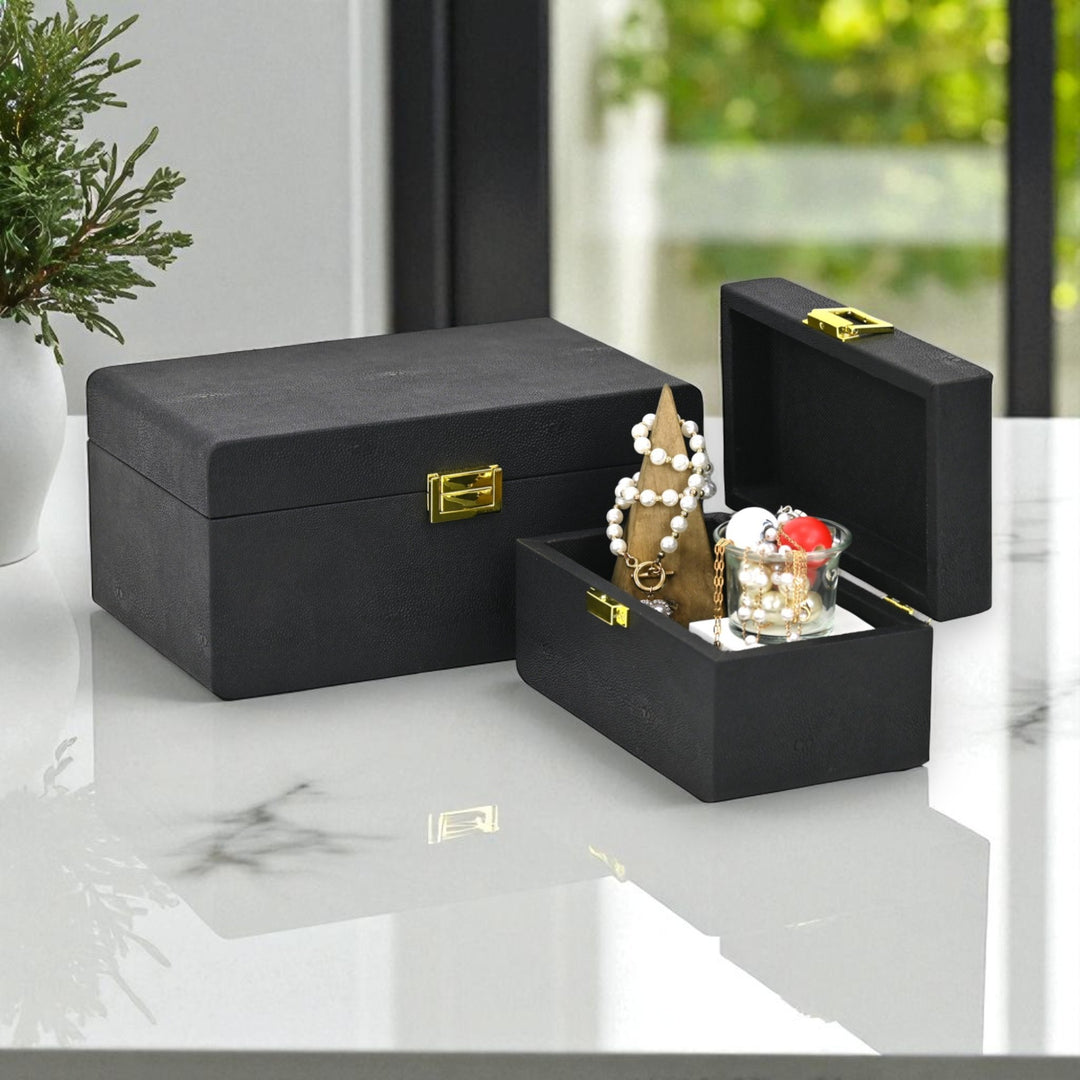 6198-2BK - Alethea Shagreen Vinyl Box Set