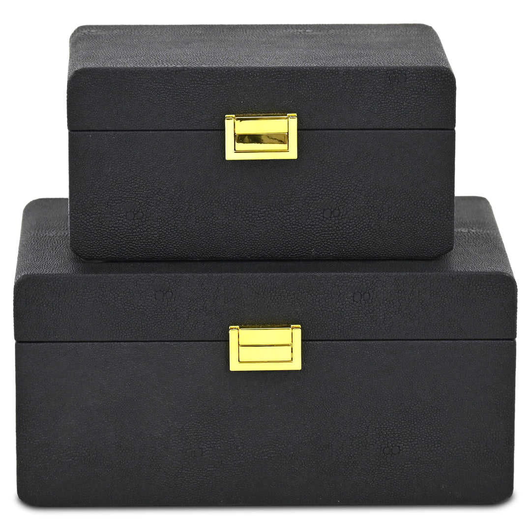 6198-2BK - Alethea Shagreen Vinyl Box Set