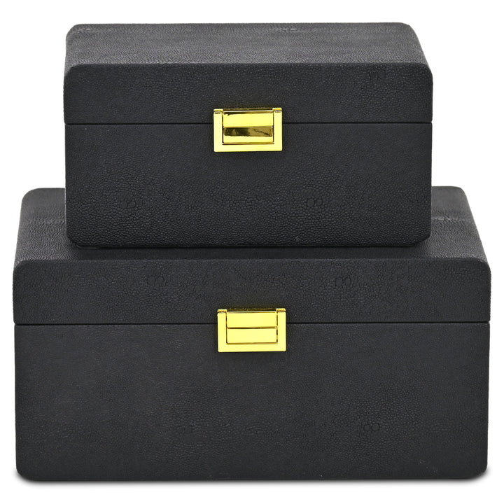 6198-2BK - Alethea Shagreen Vinyl Box Set
