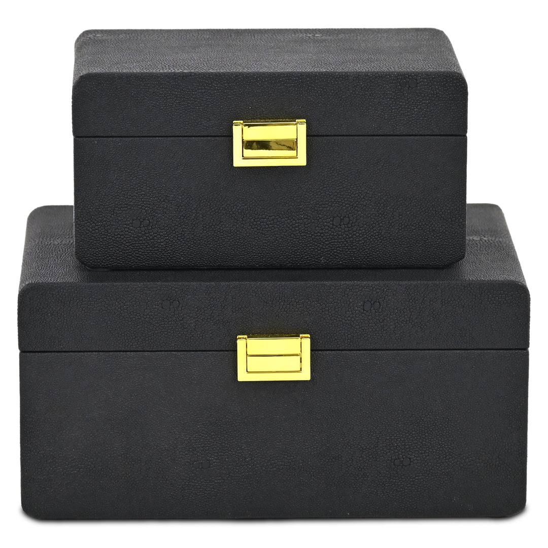6198-2BK - Alethea Shagreen Vinyl Box Set