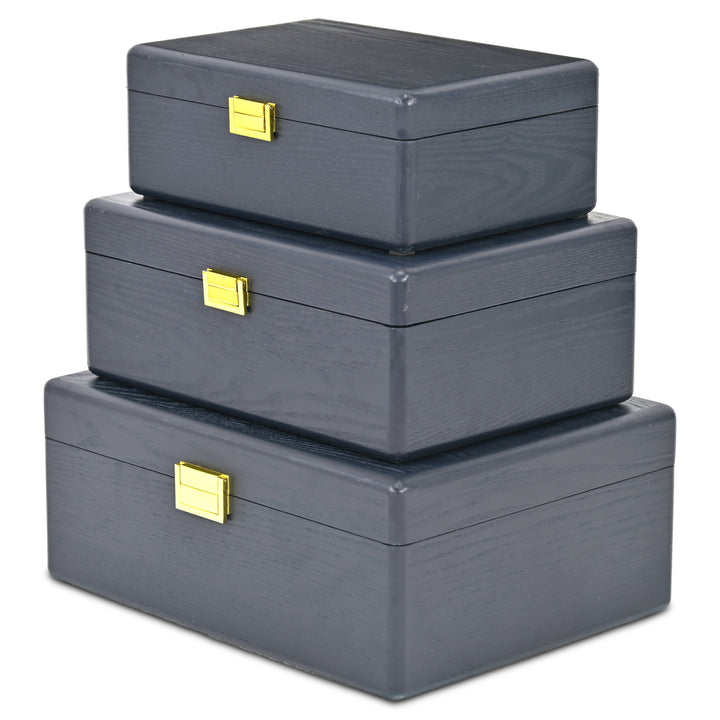 6199-3NB - Sable Set of 3 Suitcase Boxes- Navy Blue