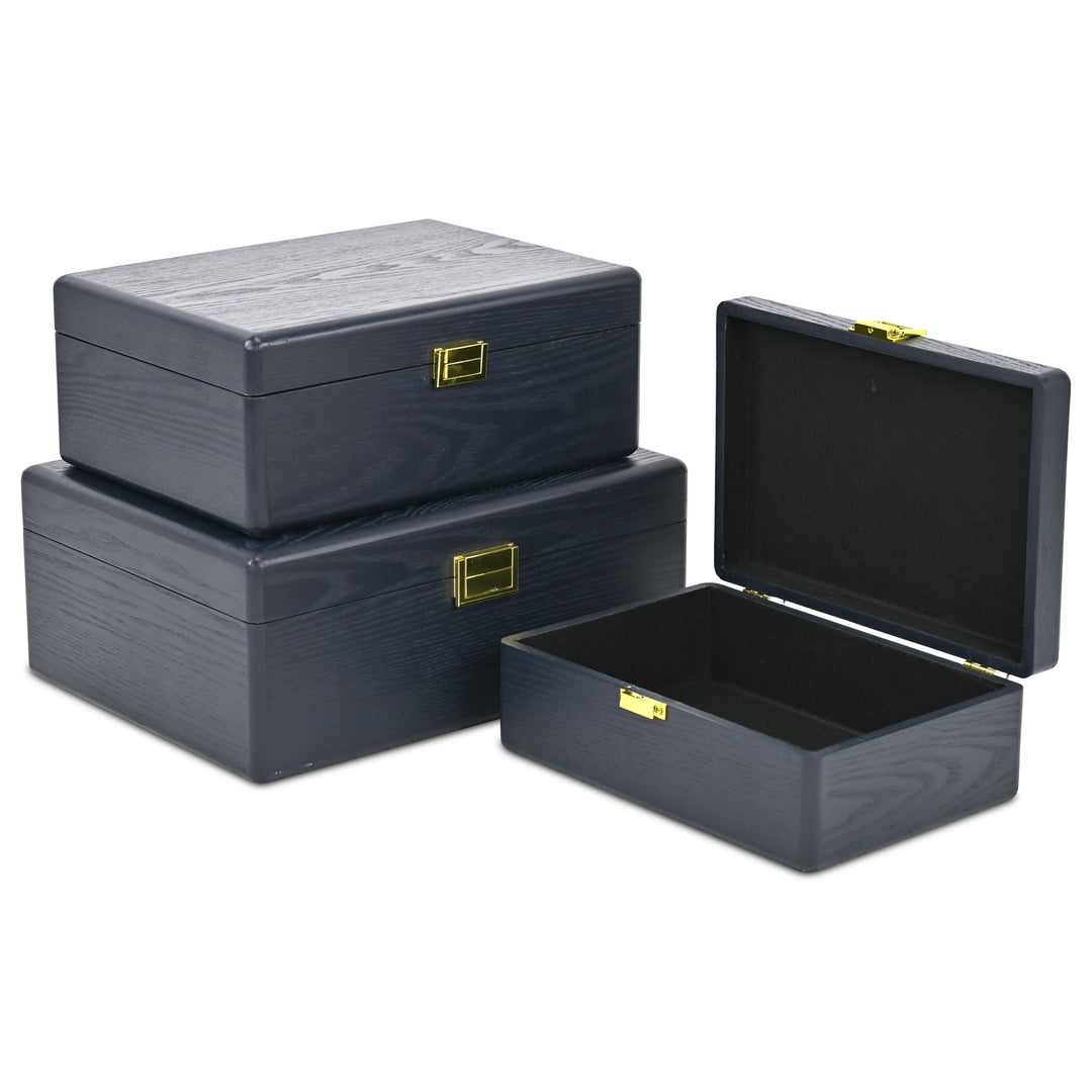 6199-3NB - Sable Set of 3 Suitcase Boxes- Navy Blue
