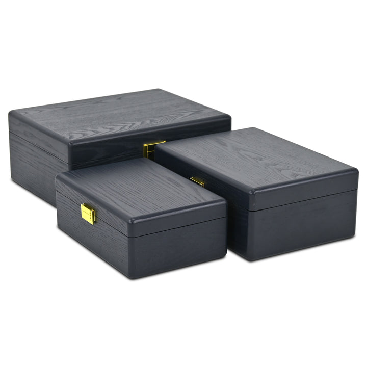 6199-3NB - Sable Set of 3 Suitcase Boxes- Navy Blue