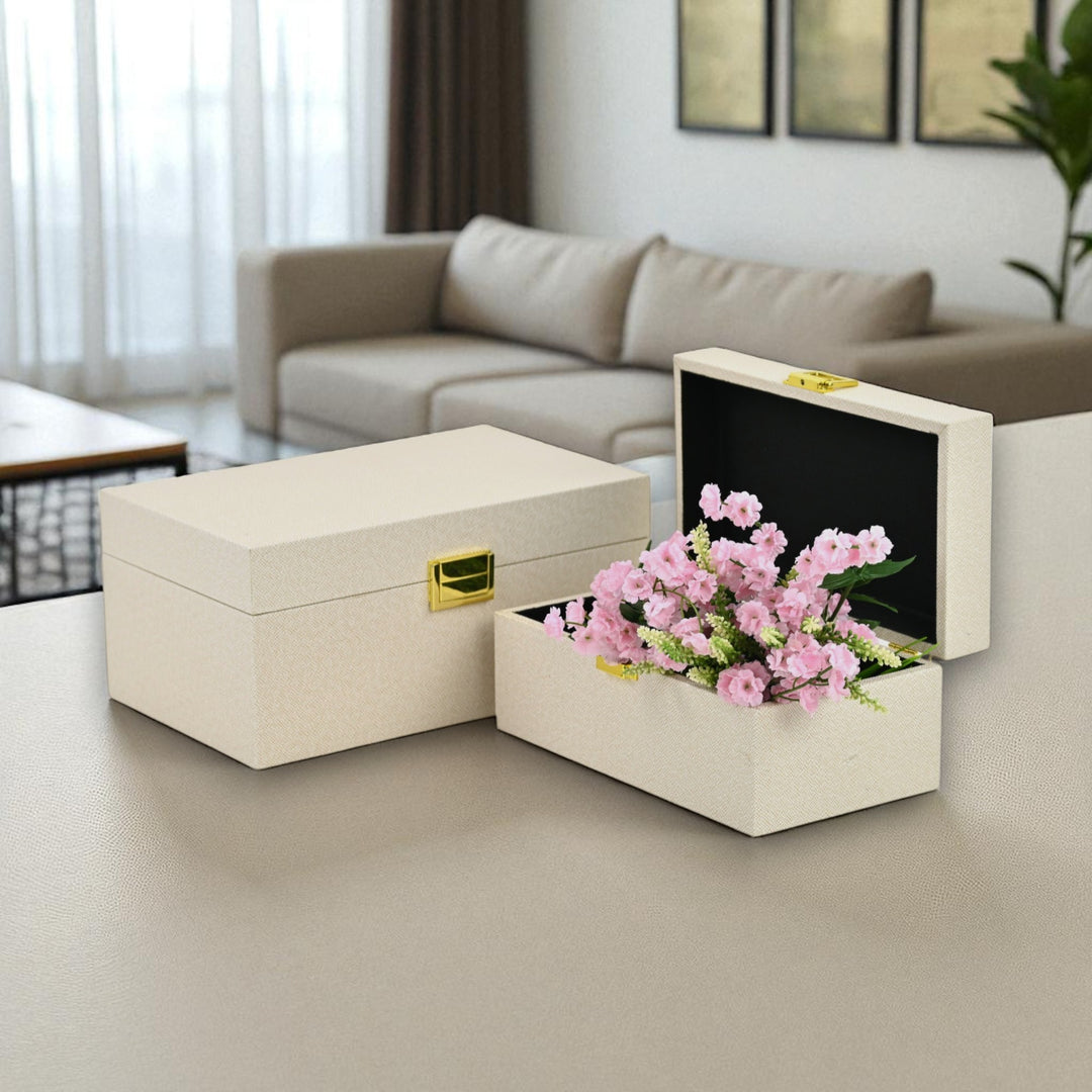 6201-2CR - Araminta Fabric Themed Vinyl Box Set - Cream