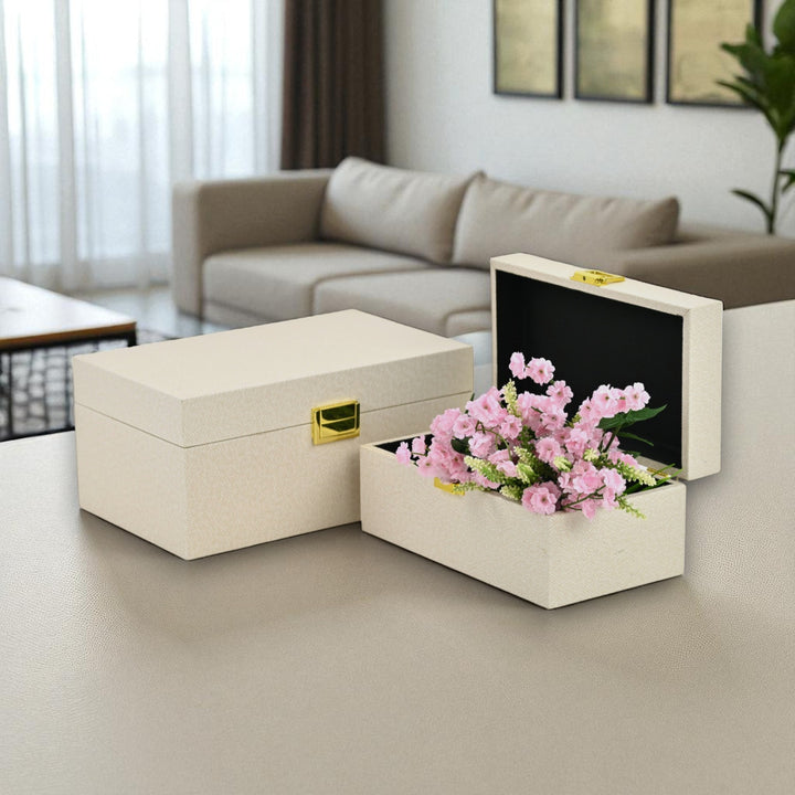 6201-2CR - Araminta Fabric Themed Vinyl Box Set - Cream
