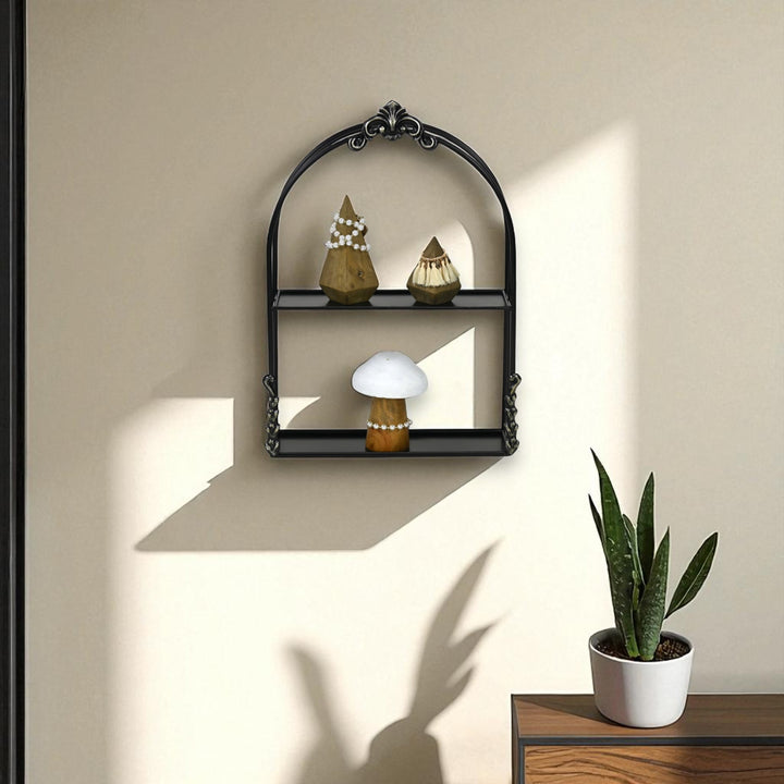6230BK - Sophronia Two Tier Vintage Wall Shelf