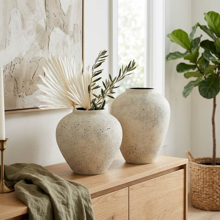6245 - Tsaura Rustic White Tall Vase