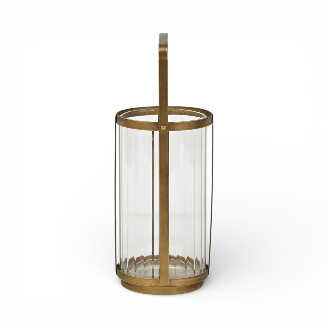 6255GD - Vortial Gold Ridged Glass Lantern