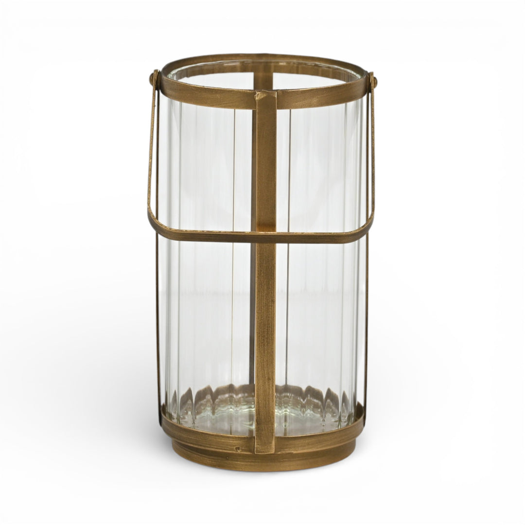 6255GD - Vortial Gold Ridged Glass Lantern