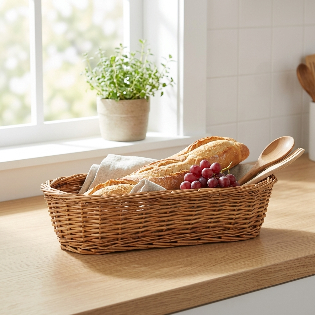 UW-38374-15SL - Panarium 15" Oval Willow Bread Basket  - Medium Brown