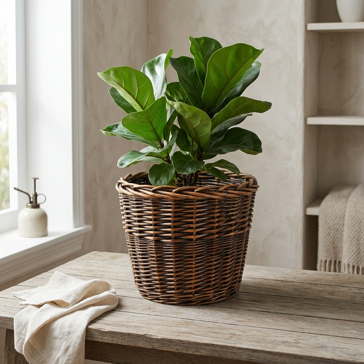 UW-9099-12DSMK - Mosi Round Willow Planter Basket - Medium
