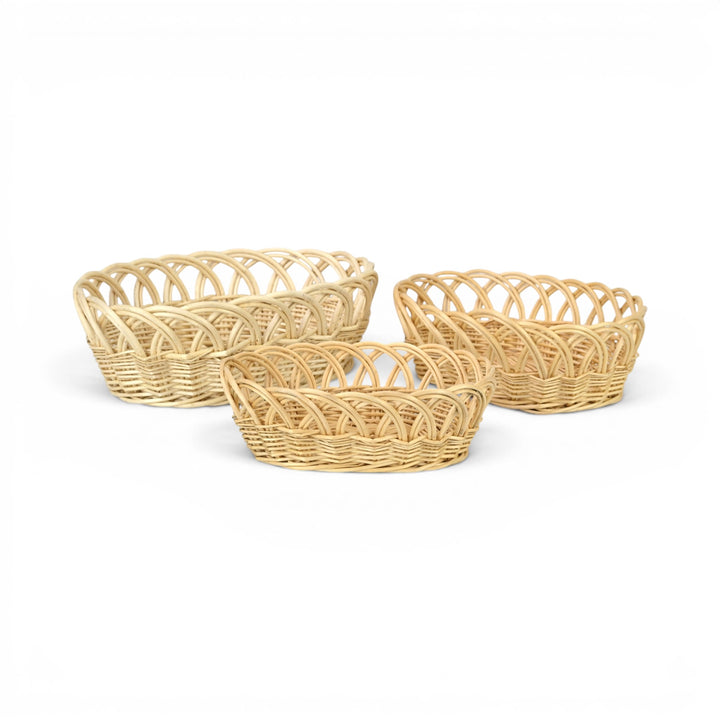 UW-9109OV-3 - Accalia Set of 3 Oval Willow Baskets - Light Brown