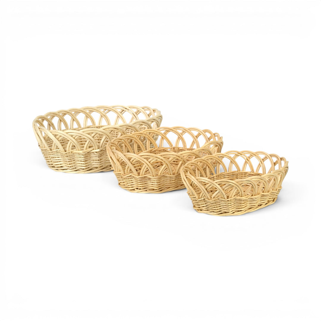 UW-9109OV-3 - Accalia Set of 3 Oval Willow Baskets - Light Brown
