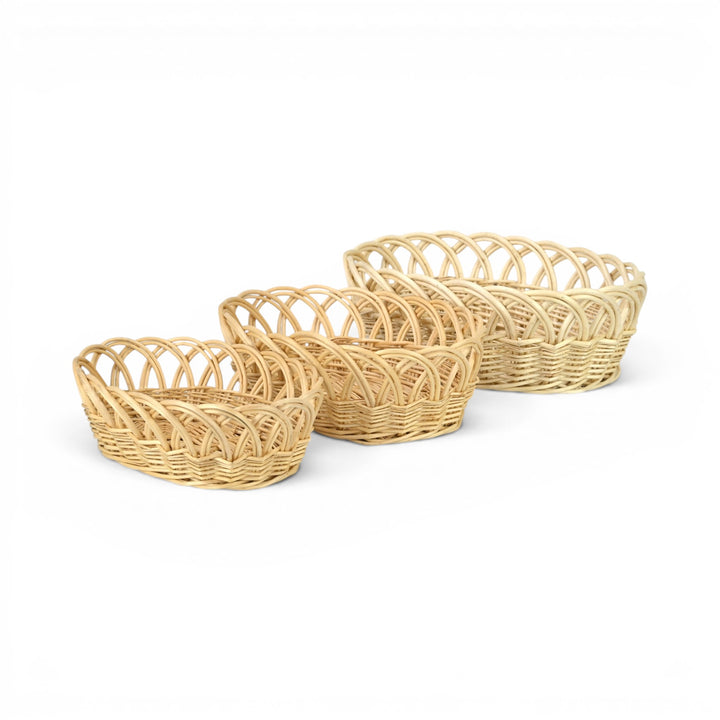 UW-9109OV-3 - Accalia Set of 3 Oval Willow Baskets - Light Brown