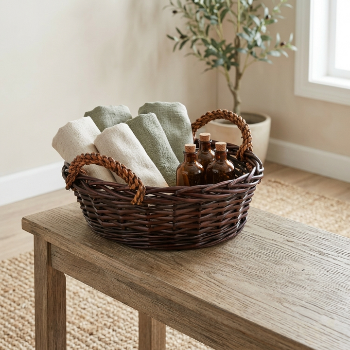 UW-9519RD-M - Beau Round Wicker Basket
